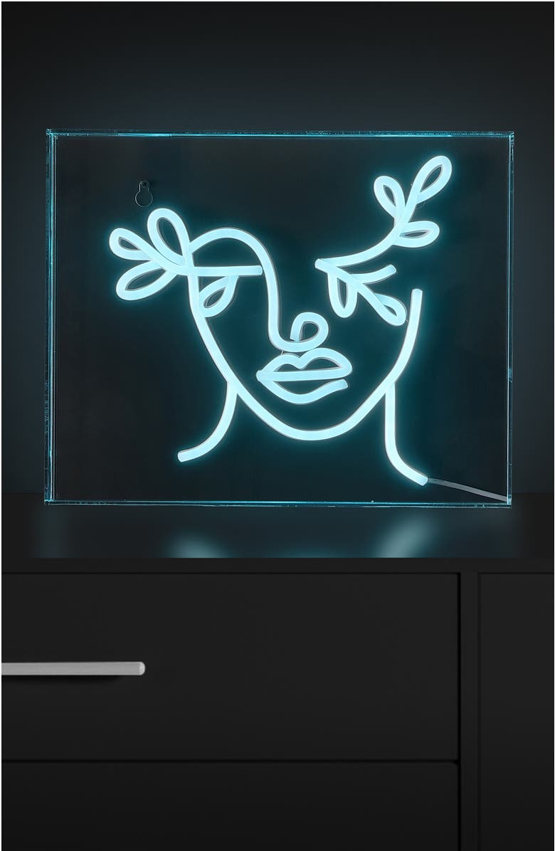 JONATHAN Y Teary Contemporary Glam Acrylic Box USB Operated LED Neon Light, Alternate, color, Blue