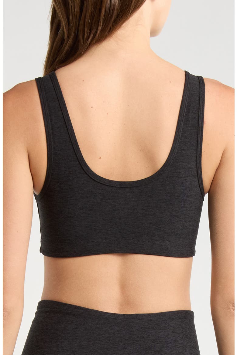 Football Stretch Sports Bra, Alternate, color, HEATHER BLACK