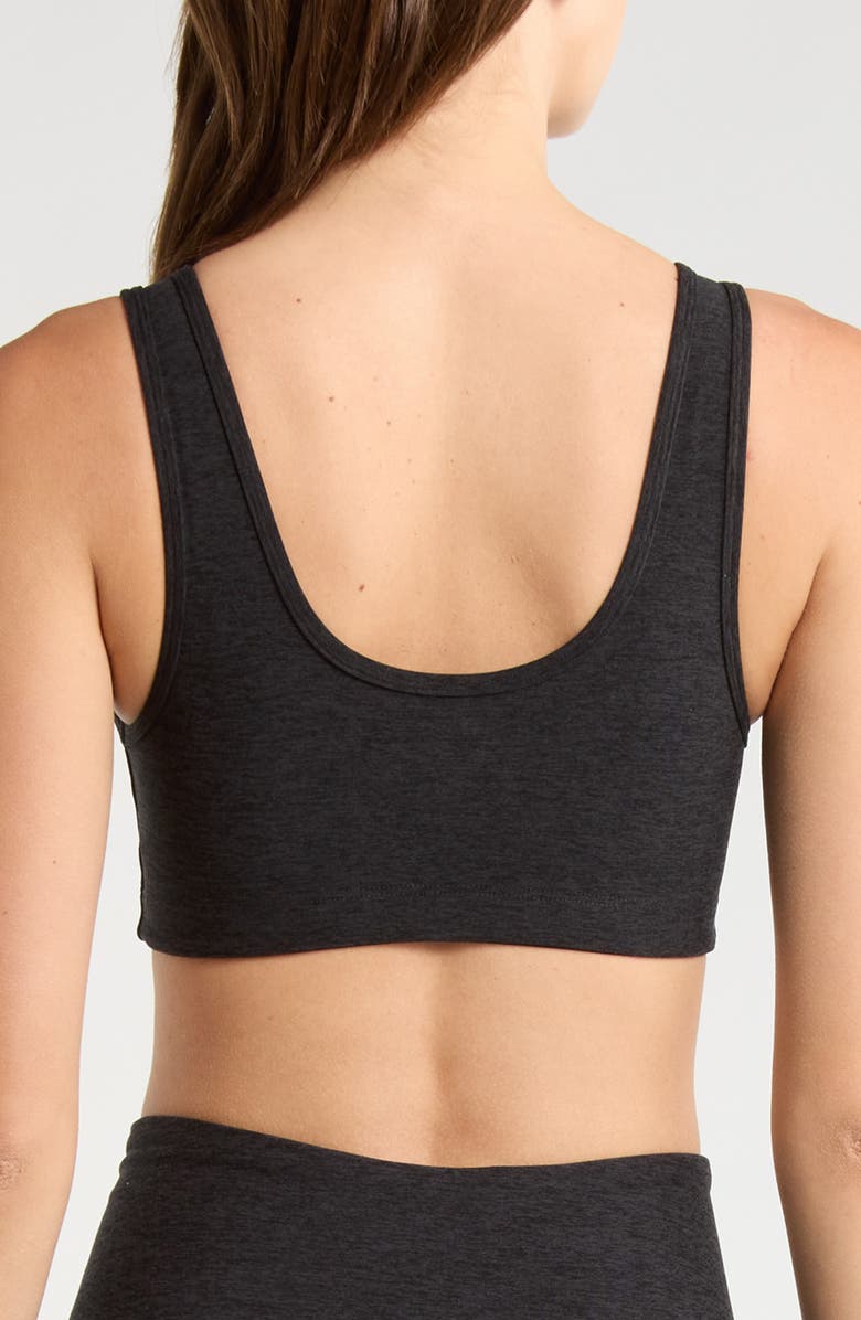 Year of Ours Football Stretch Sports Bra, Alternate, color, Heather Black