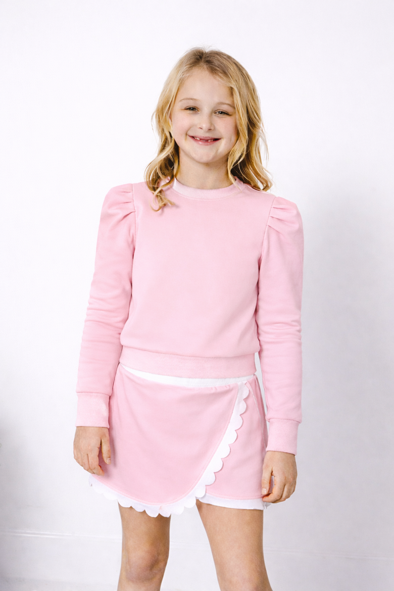 Girls Scalloped Skort, Alternate, color, Pink
