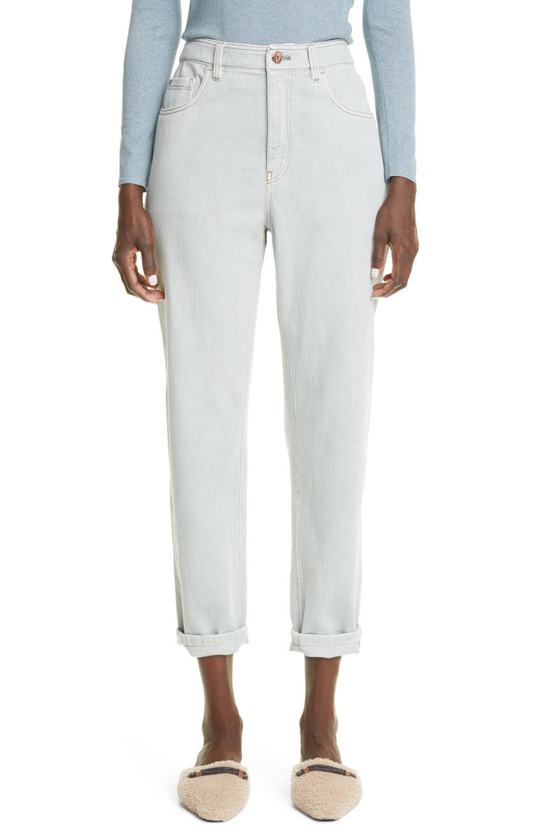 Brunello Cucinelli Loose Fit Cotton Stretch Denim Jeans, Main, color,