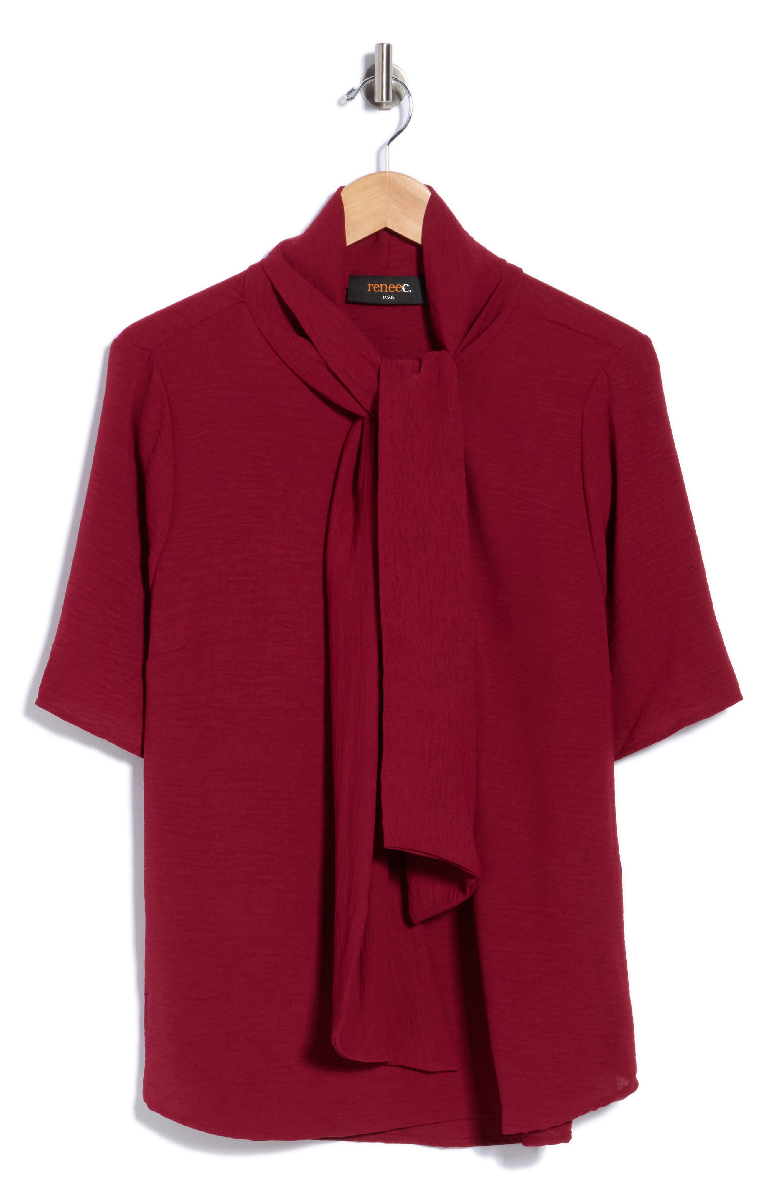 Bow Neck Short Sleeve Top