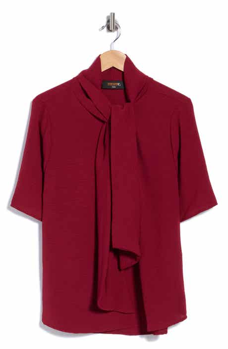 Bow Neck Short Sleeve Top
