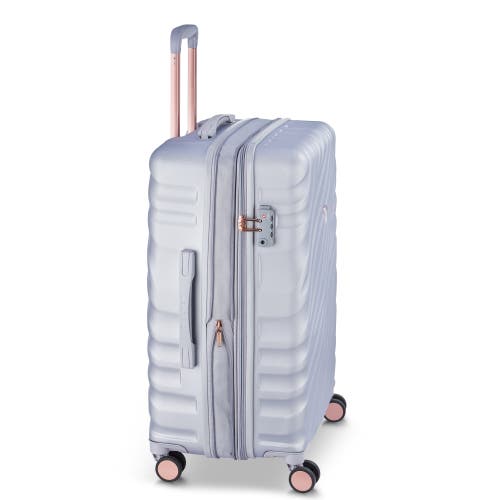 Delsey Paris Alexis Hardside  25-inch Medium Checked Expandable Spinner Luggage In Platinum/rose Gold