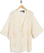 Forgotten Grace Floral Embroidered Tie Front Cardigan