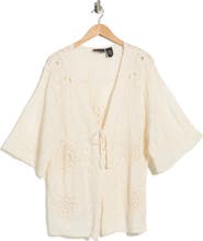 Forgotten Grace Floral Embroidered Tie Front Cardigan