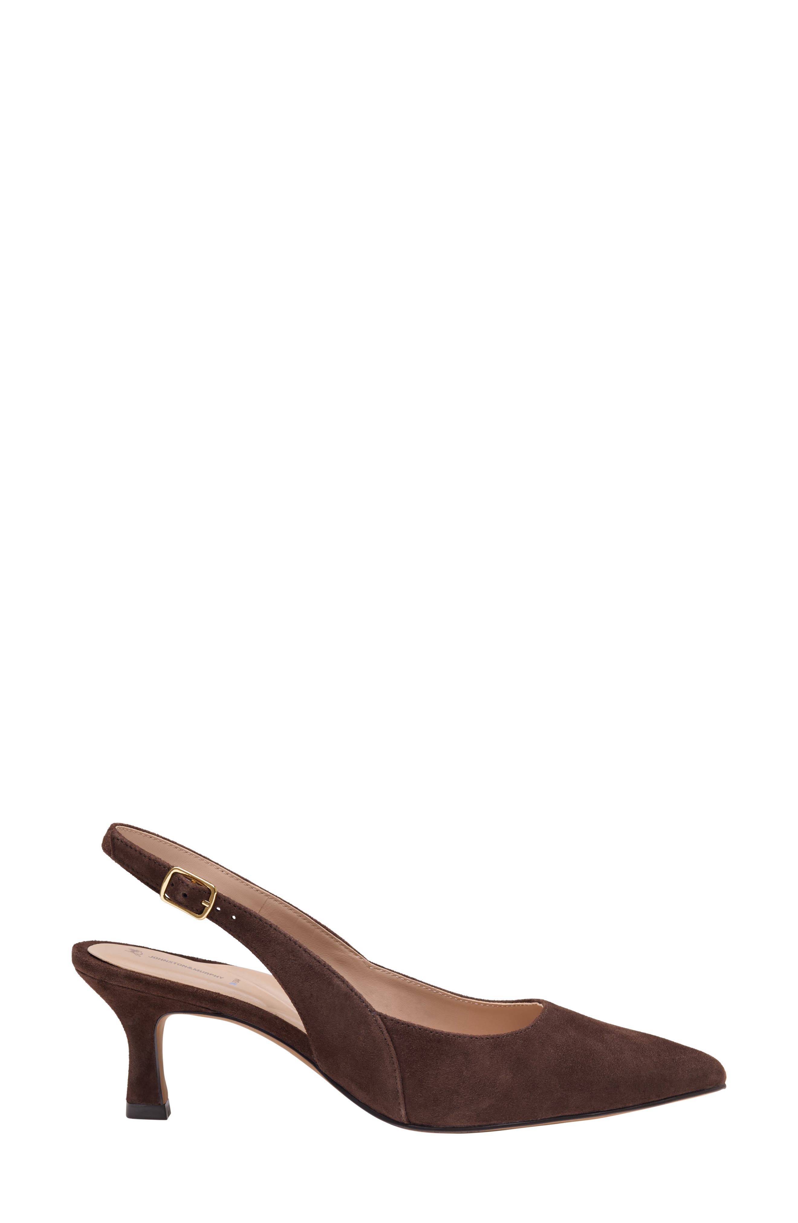 Lindsey Slingback Pointed Toe Kitten Heel Pump, Alternate, color, CHOCOLATE KID SUEDE