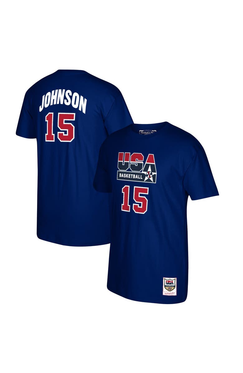 Mitchell & Ness Men's Mitchell & Ness Magic Johnson Navy USA Basketball 1992 Dream Team Name & Number T-Shirt, Main, color, 