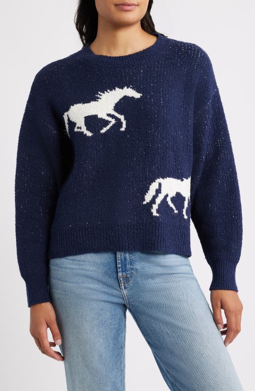 MARGARET O'LEARY Horse Jacquard Sweater in Navy/Ivory  product