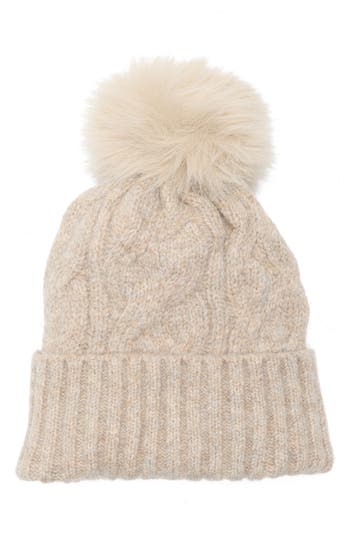 Melrose And Market Faux Fur Pompom Beanie In Neutral