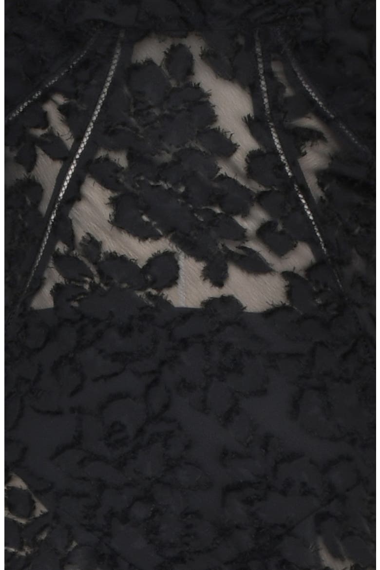 Seren Blush Sheer Lace-Up Back Gown, Alternate, color, BLACK