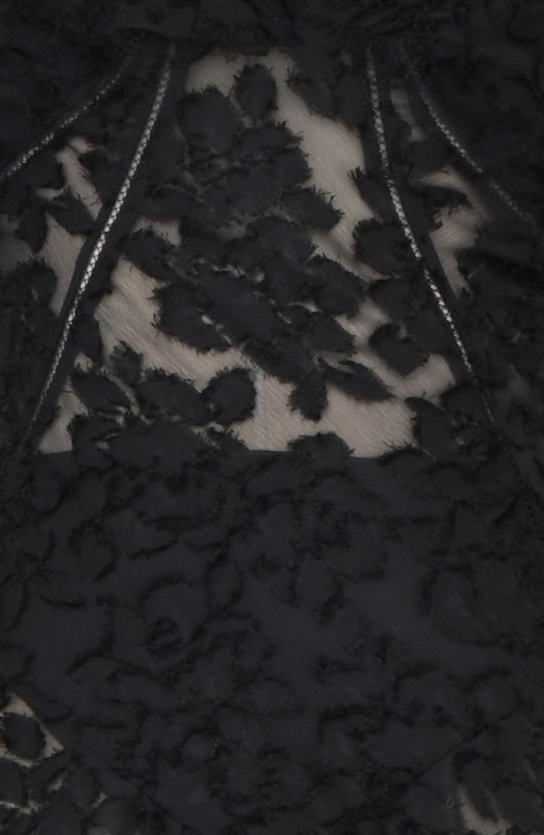 HOUSE OF CB Seren Blush Sheer Lace-Up Back Gown, Alternate, color, Black