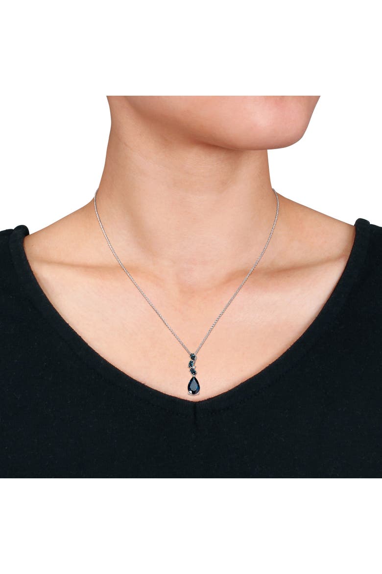 Blue Topaz & Diamond Drop Necklace 10k, Alternate, color, Blue Topaz