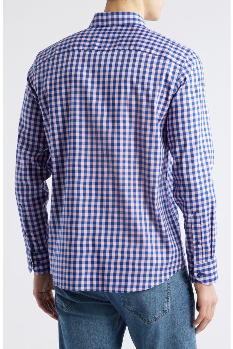 XC4® Two-Tone Gingham Performance Button-Down Shirt, Alternate, color, PINK/NAVY