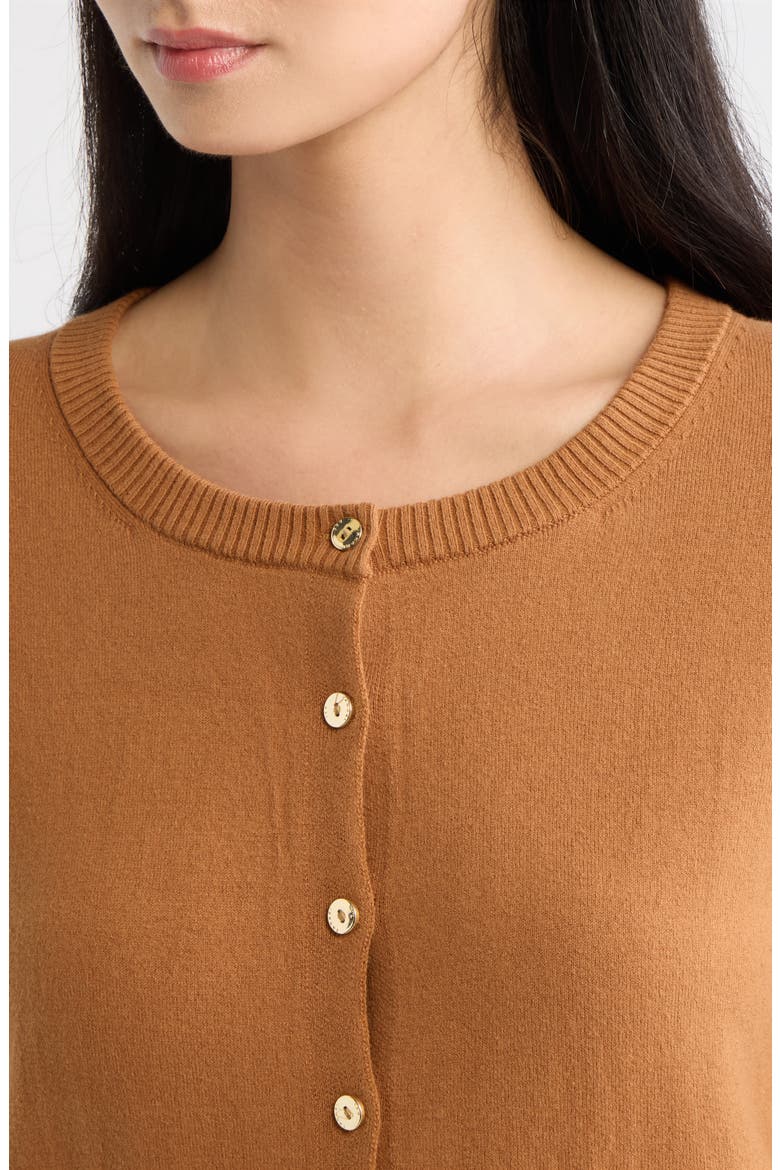 Cotton Blend Cardigan, Alternate, color, TOFFEE