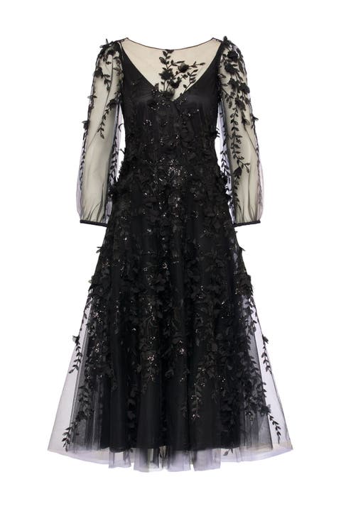 Emboidered Tulle Cocktail Dress