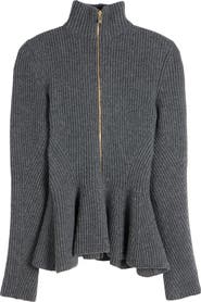 Alaïa Virgin Wool & Cashmere Peplum Cardigan