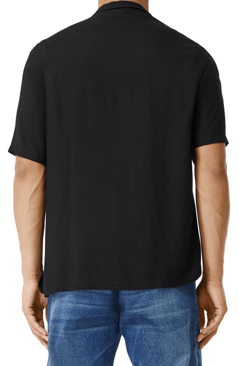 Burberry Randall Logo Embroidered Short Sleeve Button-Up Camp Shirt, Alternate, color, 