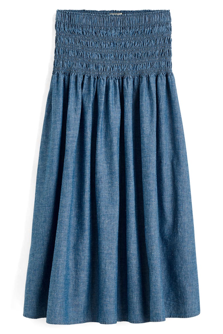 Smocked Denim Maxi Skirt, Alternate, color, BRINKLEY WASH