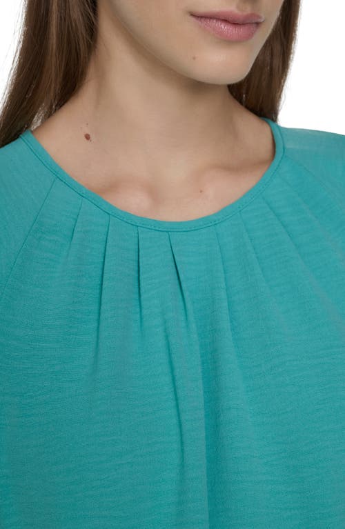 Calvin Klein Aerowash Flutter Sleeve Pleated Dress In Lake