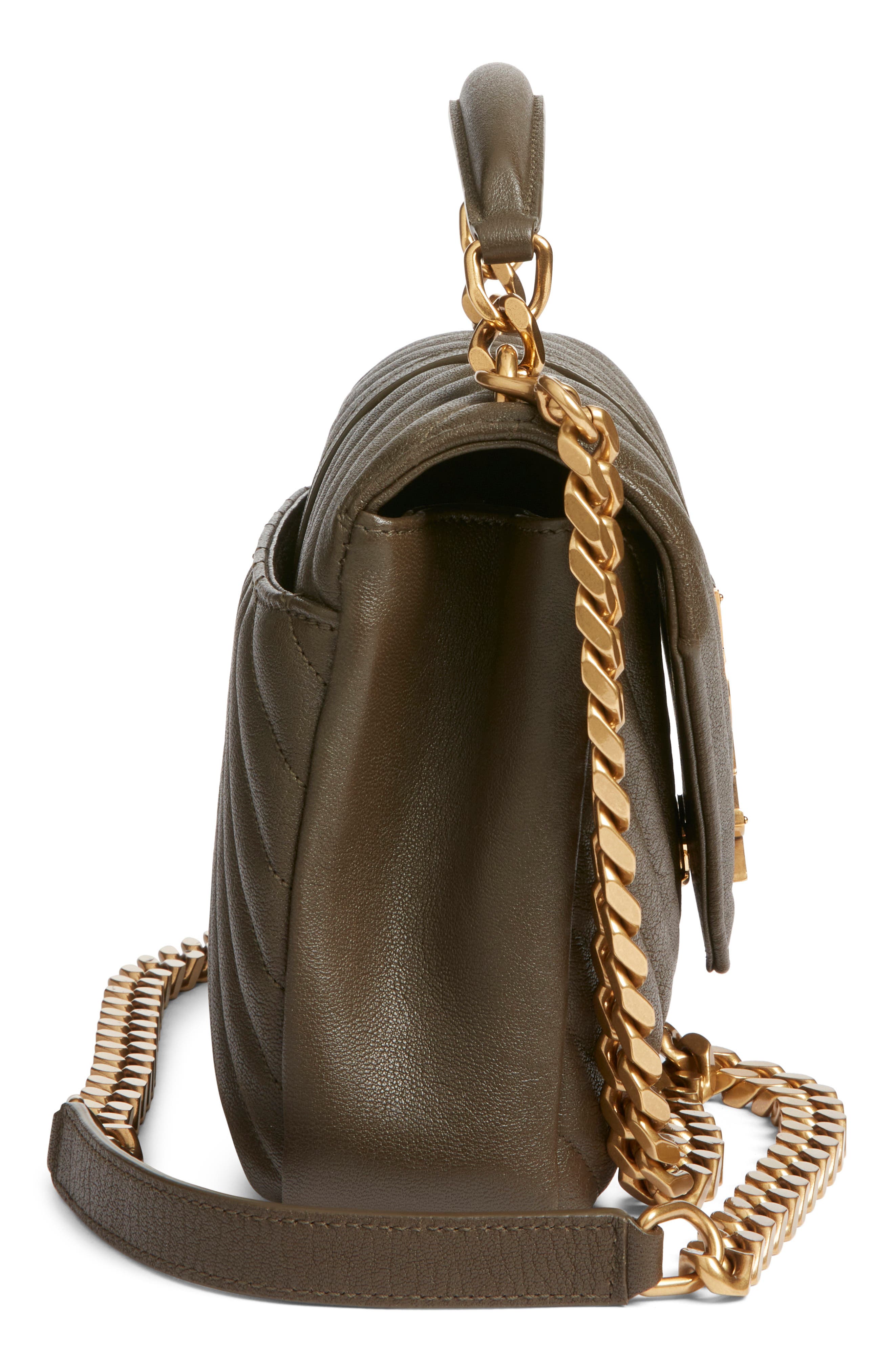 Saint Laurent Medium College Matelassé Leather Shoulder Bag, Alternate, color, 