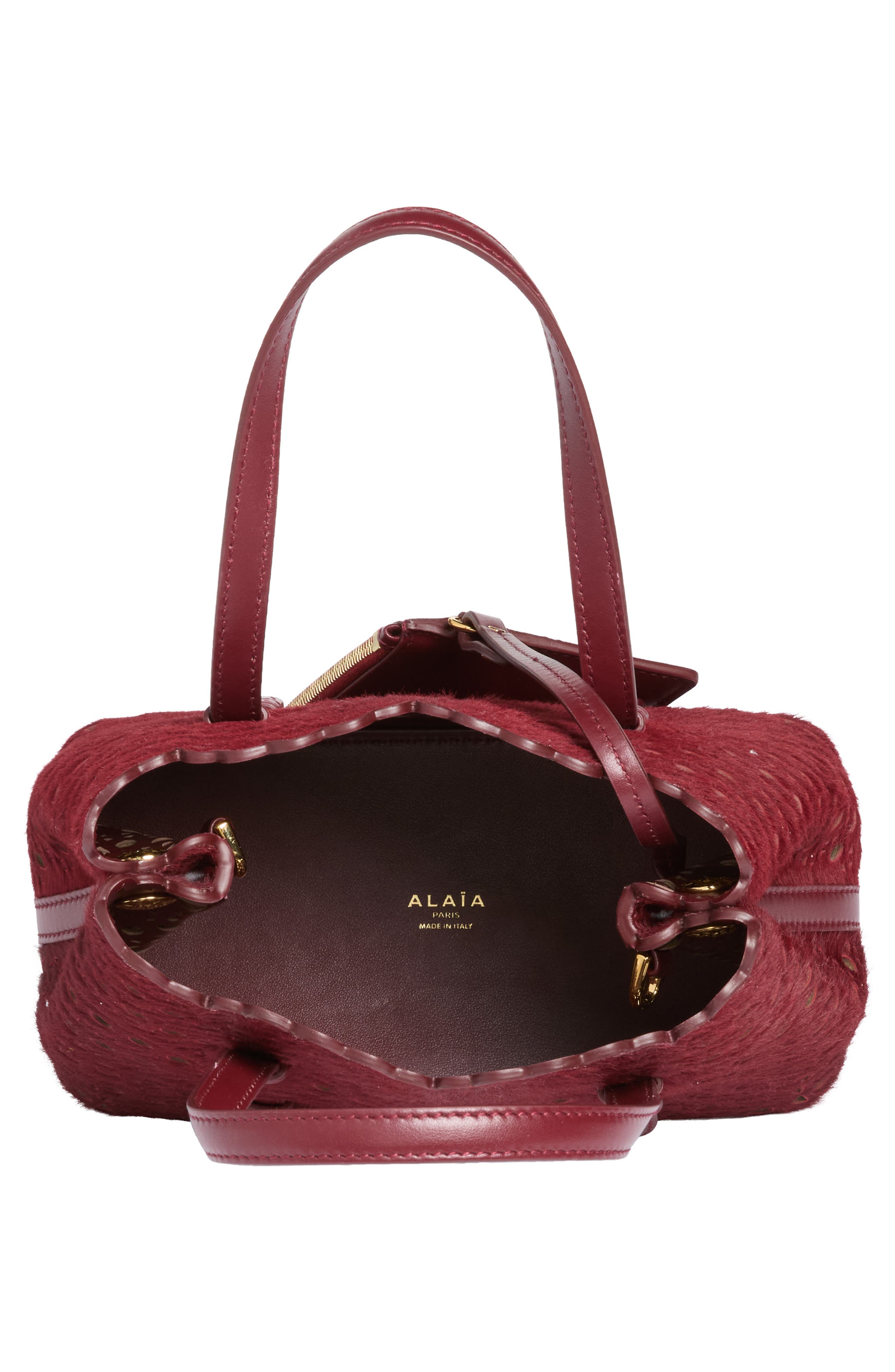 Mina 20 Perforated Genuine Calf Hair Tote, Alternate, color, CERISE