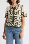Forgotten Grace Open Knit Square Short Sleeve Cardigan