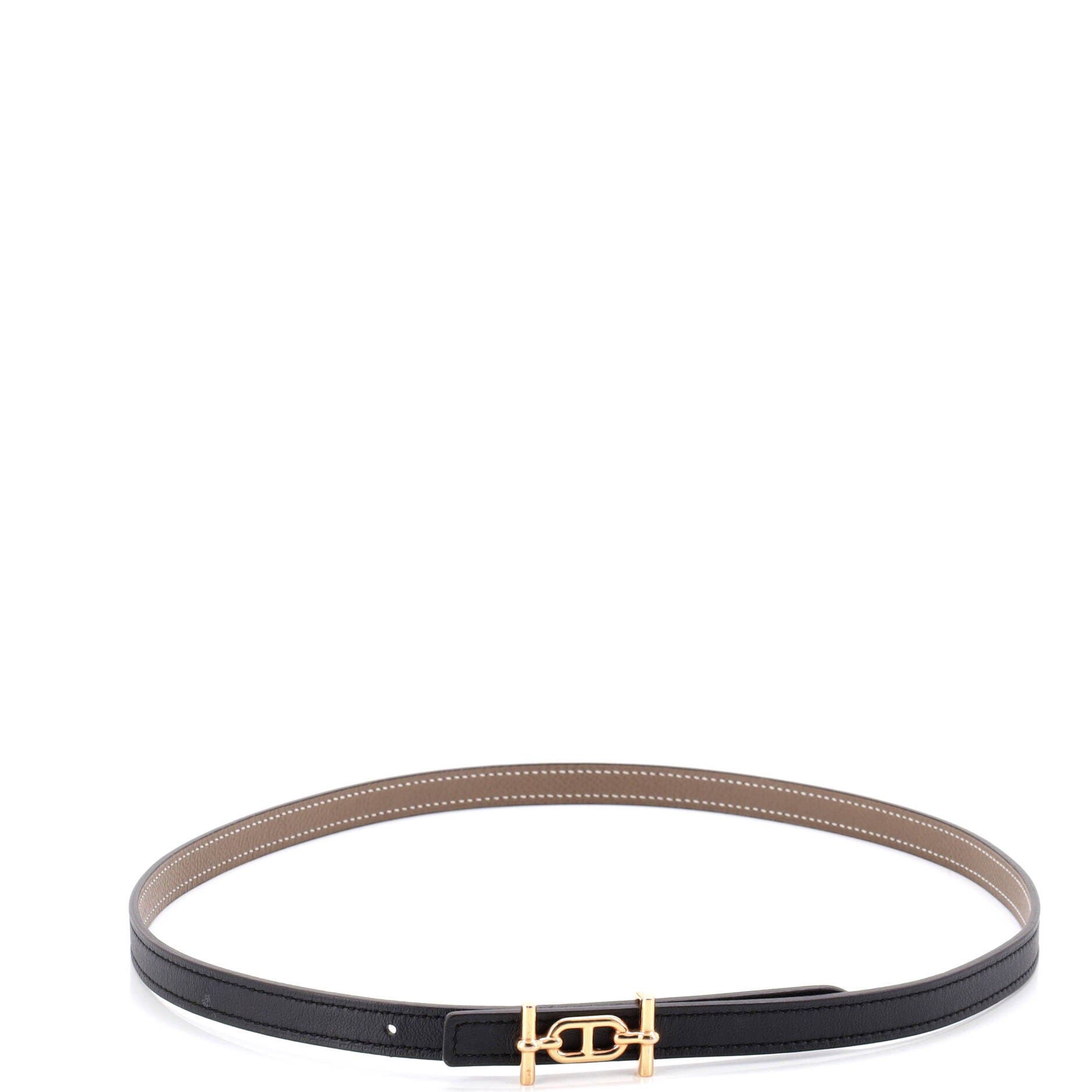 Pre-Owned Hermes Ancre Reversible Belt Leather Thin, Alternate, color, Black