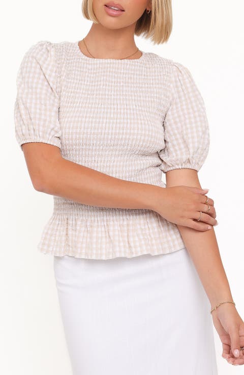 Callista Smocked Gingham Top