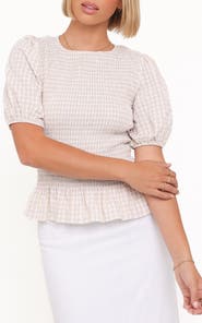 Petal & Pup Callista Smocked Gingham Top