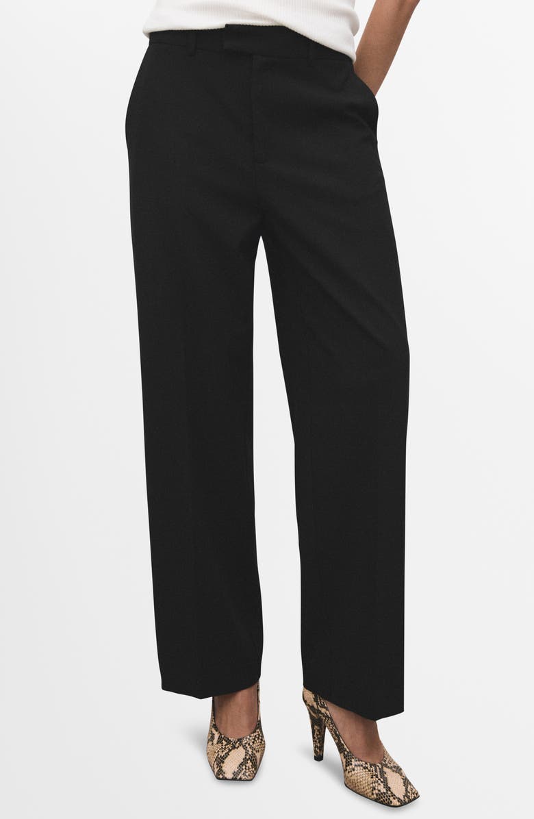 MANGO Crop Straight Leg Pants, Main, color, Black