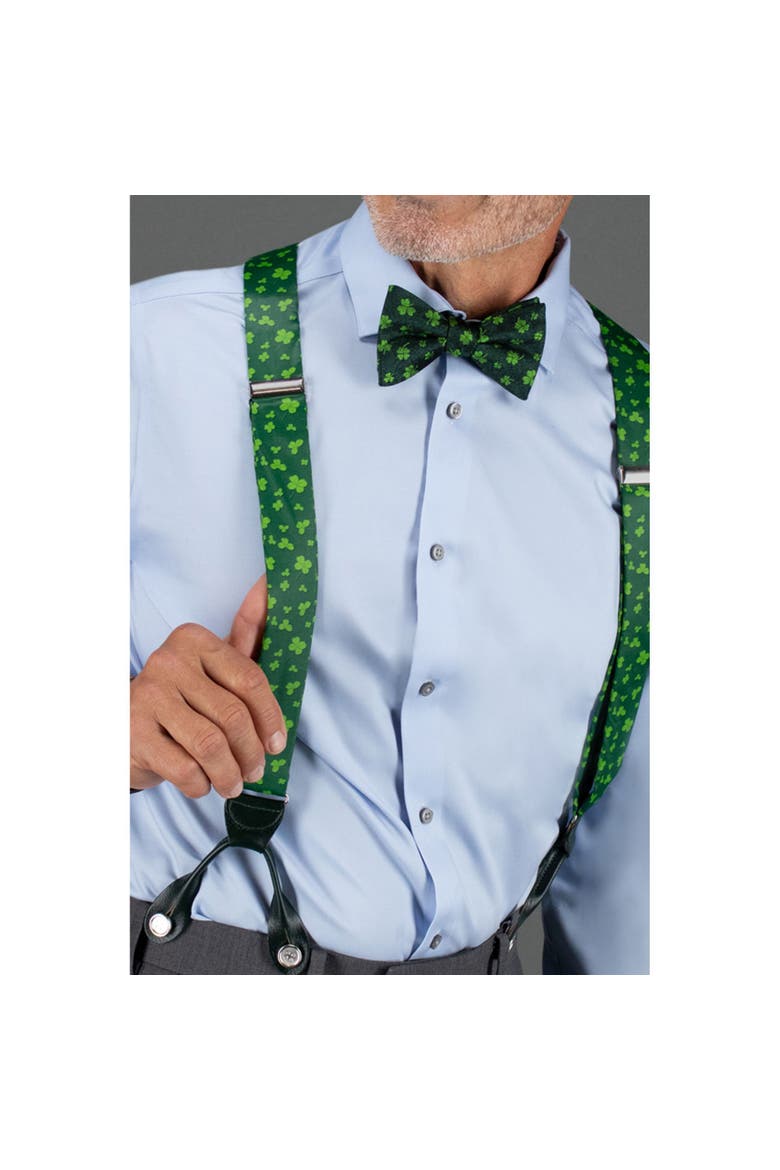 Green Shamrock Silk Button End Brace, Alternate, color, Green