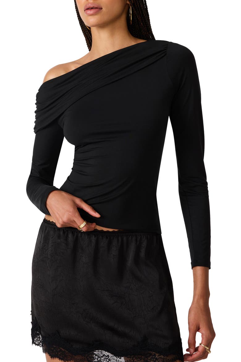 Ryder Off the Shoulder Knit Top, Main, color, BLACK