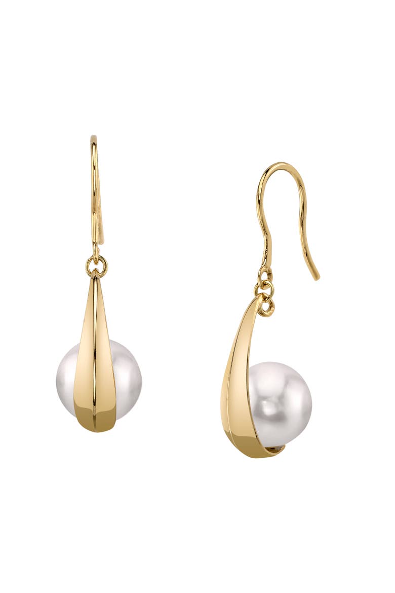 14K Gold Akoya Pearl Regina Earrings, Main, color, Yellow Gold