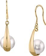 The Pearl Source 14K Gold Akoya Pearl Regina Earrings