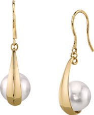 The Pearl Source 14K Gold Akoya Pearl Regina Earrings
