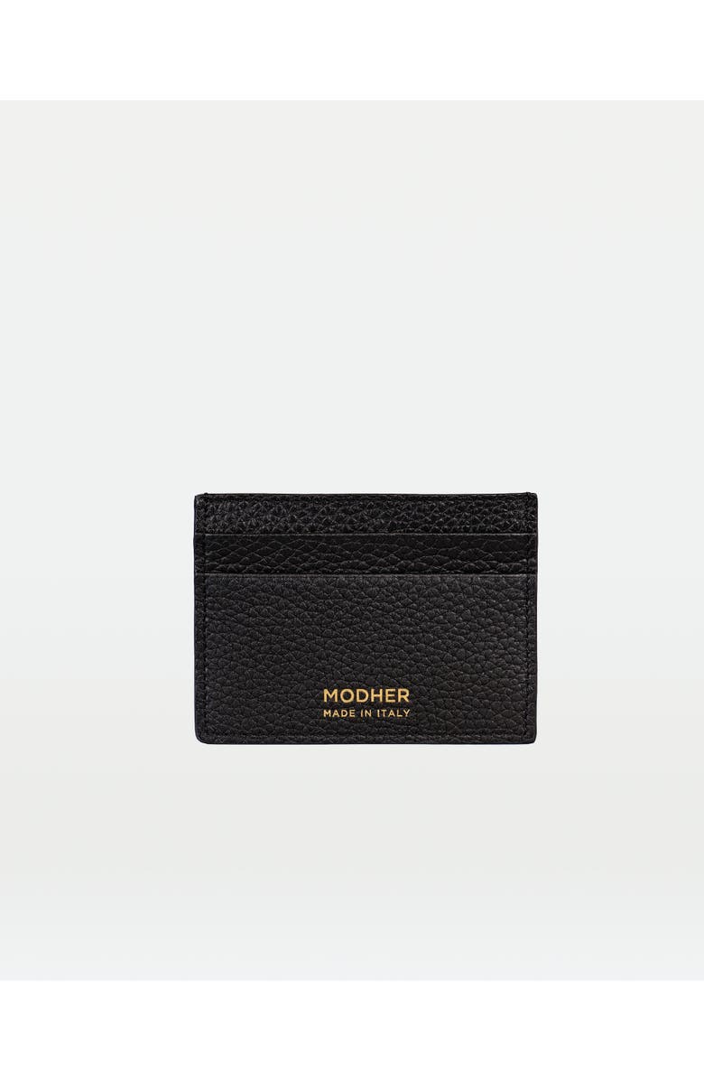Modher Credit Card Slip In Grained Leather, Main, color, Black