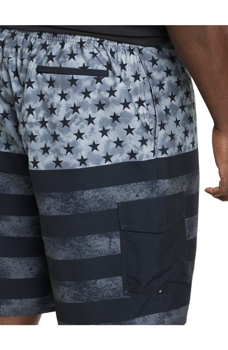 Harbor Bay by DXL Big & Tall Patriotic Cargo Swim Trunks, Alternate, color, Black