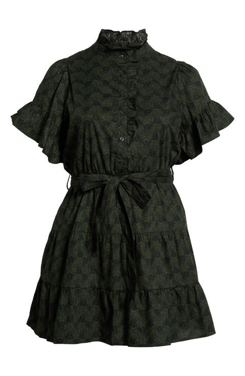 Haslet Floral Ruffled Button Front Dress