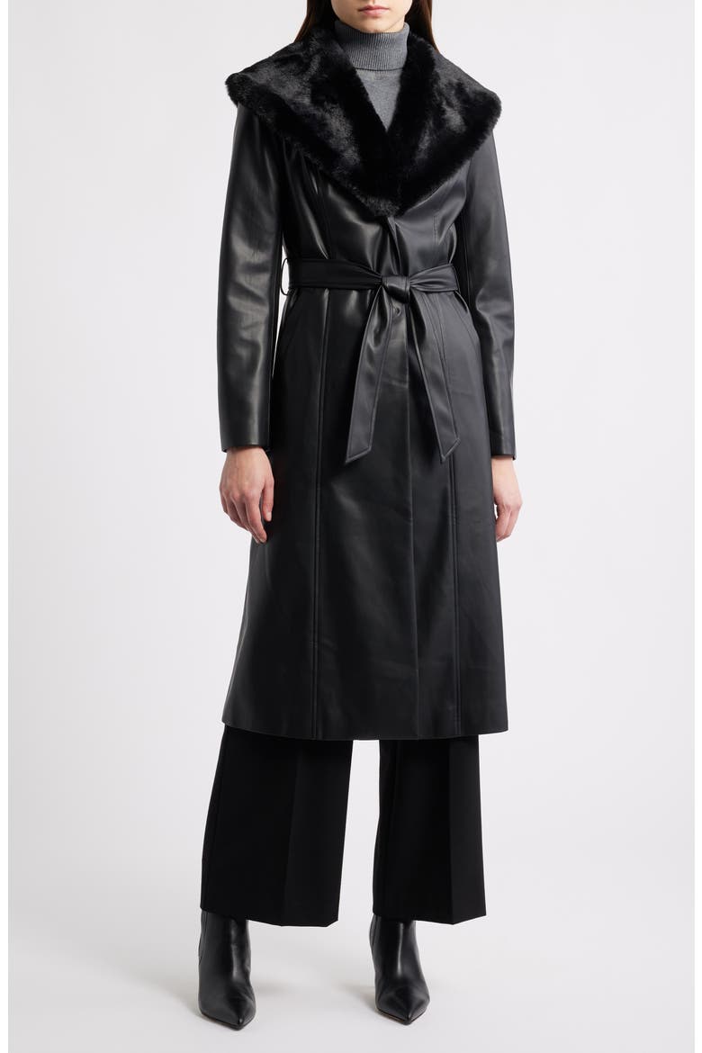 Elie Tahari The Veda Faux Leather Jacket with Removable Faux Fur 