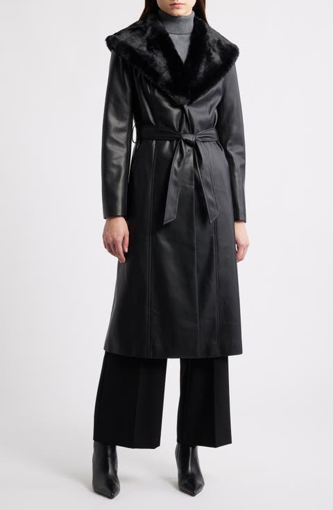 The Veda Faux Leather Jacket with Removable Faux Fur Collar
