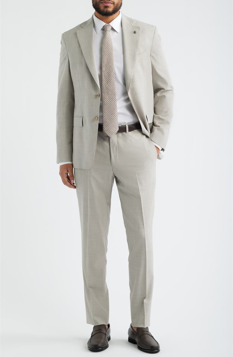 Jack Victor Mason Regular Fit Tan Glen Check Wool & Silk Mélange Suit, Alternate, color, Sand