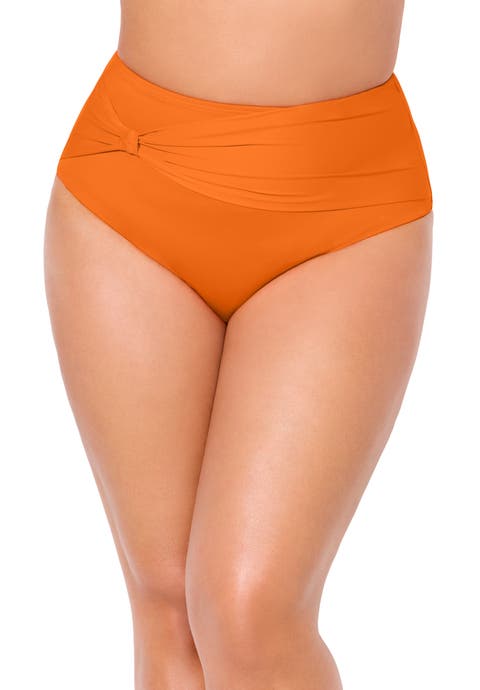 Side Knot Drape Overlay High Waist Swim Brief