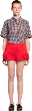SANDRO Flared ruffled shorts