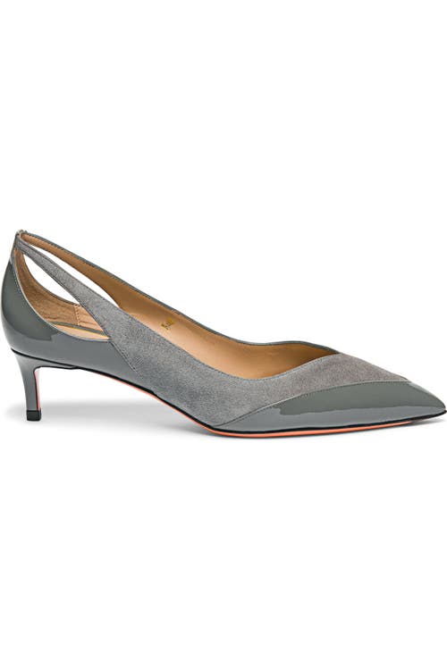 Santoni Kitten Heel Pump In Gray
