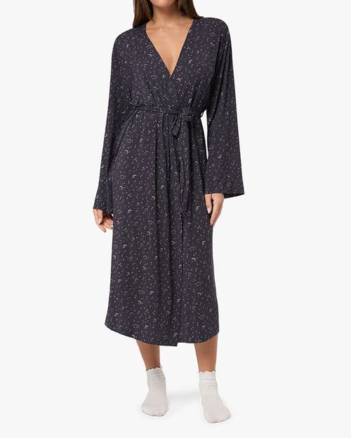 Weworewhat Modal Jersey Robe In Drk Navy/ivory