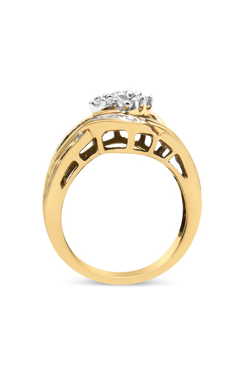 Haus of Brilliance 10K Yellow and White Gold 3/4Cttw Diamond Cluster and Swirl Ring, Alternate, color, Yellow