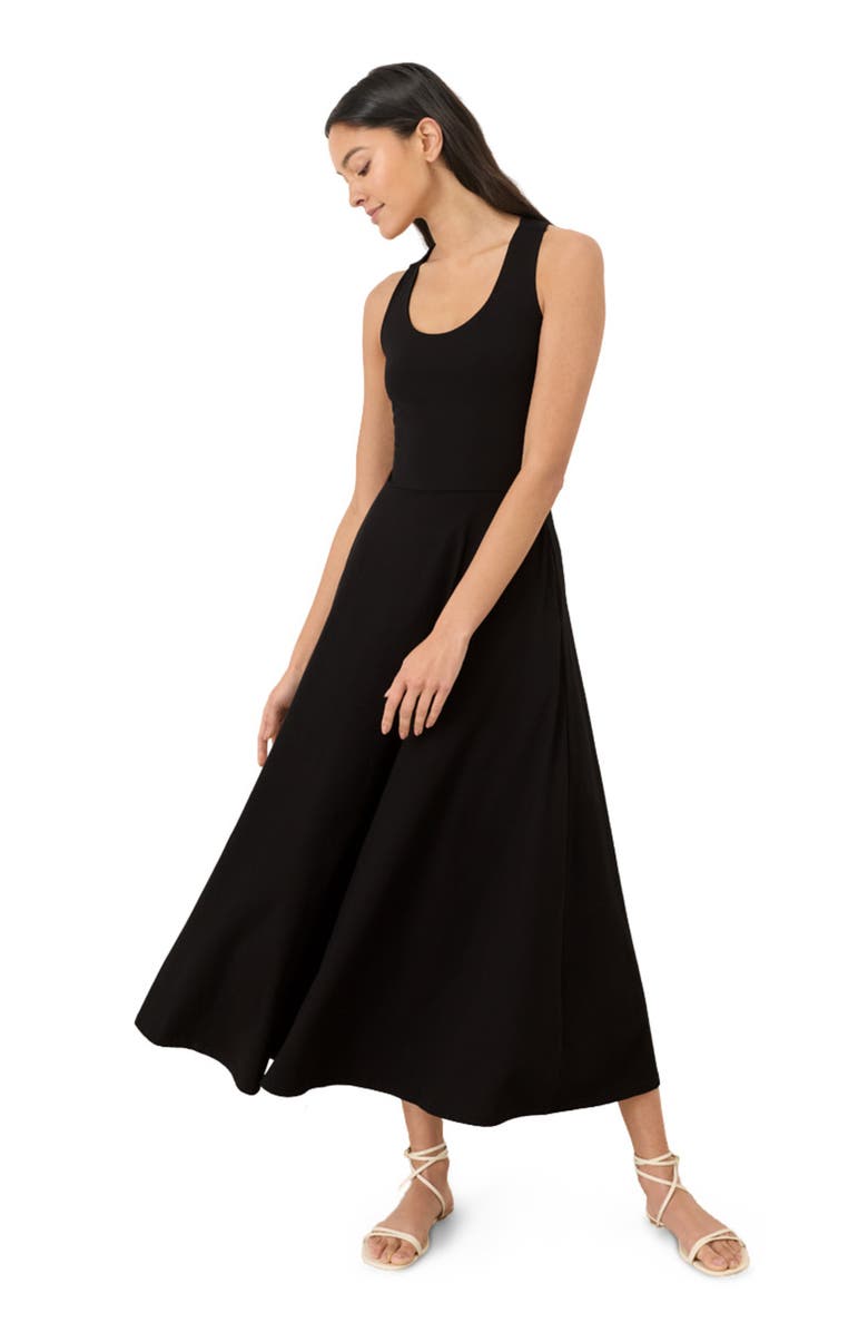 Pact Fit & Flare Open Back Maxi Dress Made With Organic Cotton, Alternate, color, Black