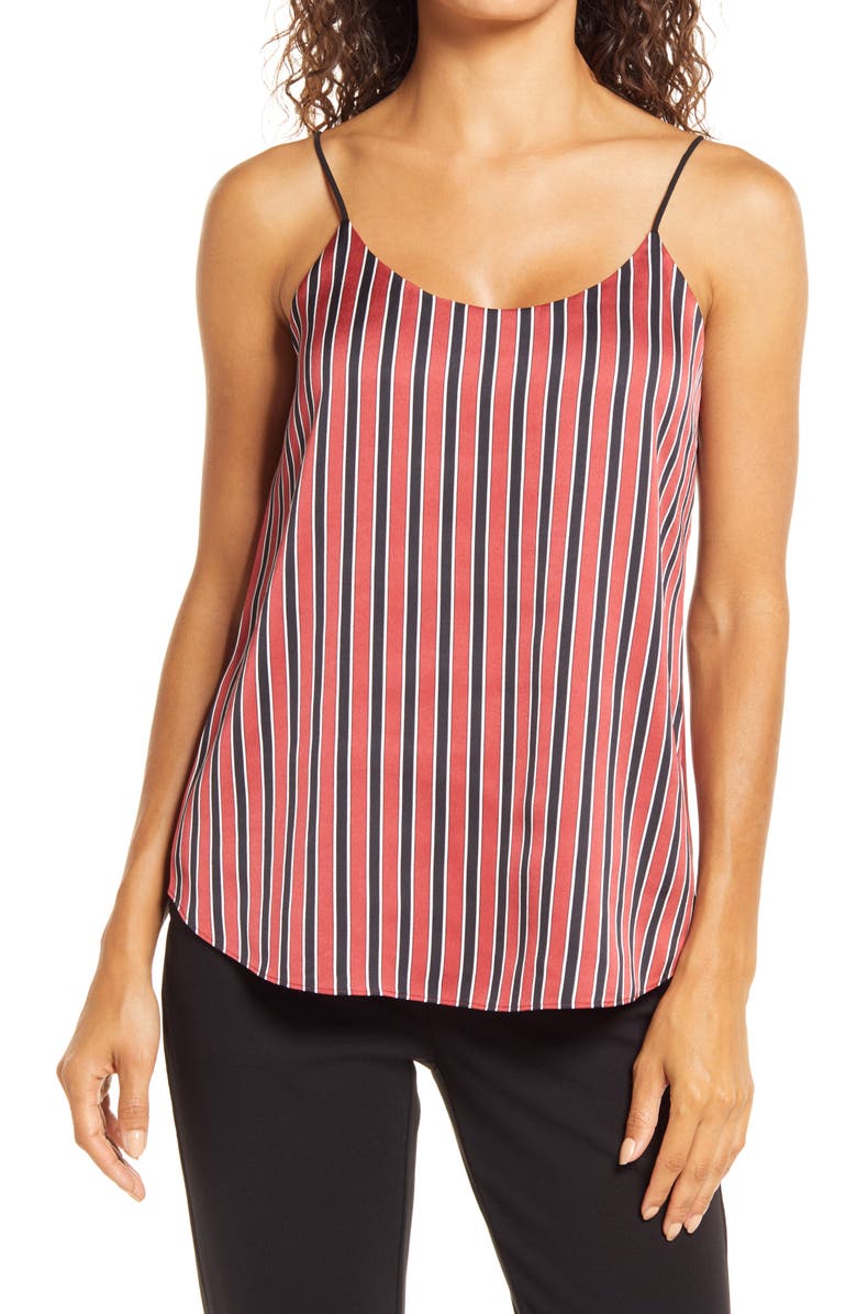 Anne Klein Vertical Stripe Charmeuse Camisole, Main, color, 