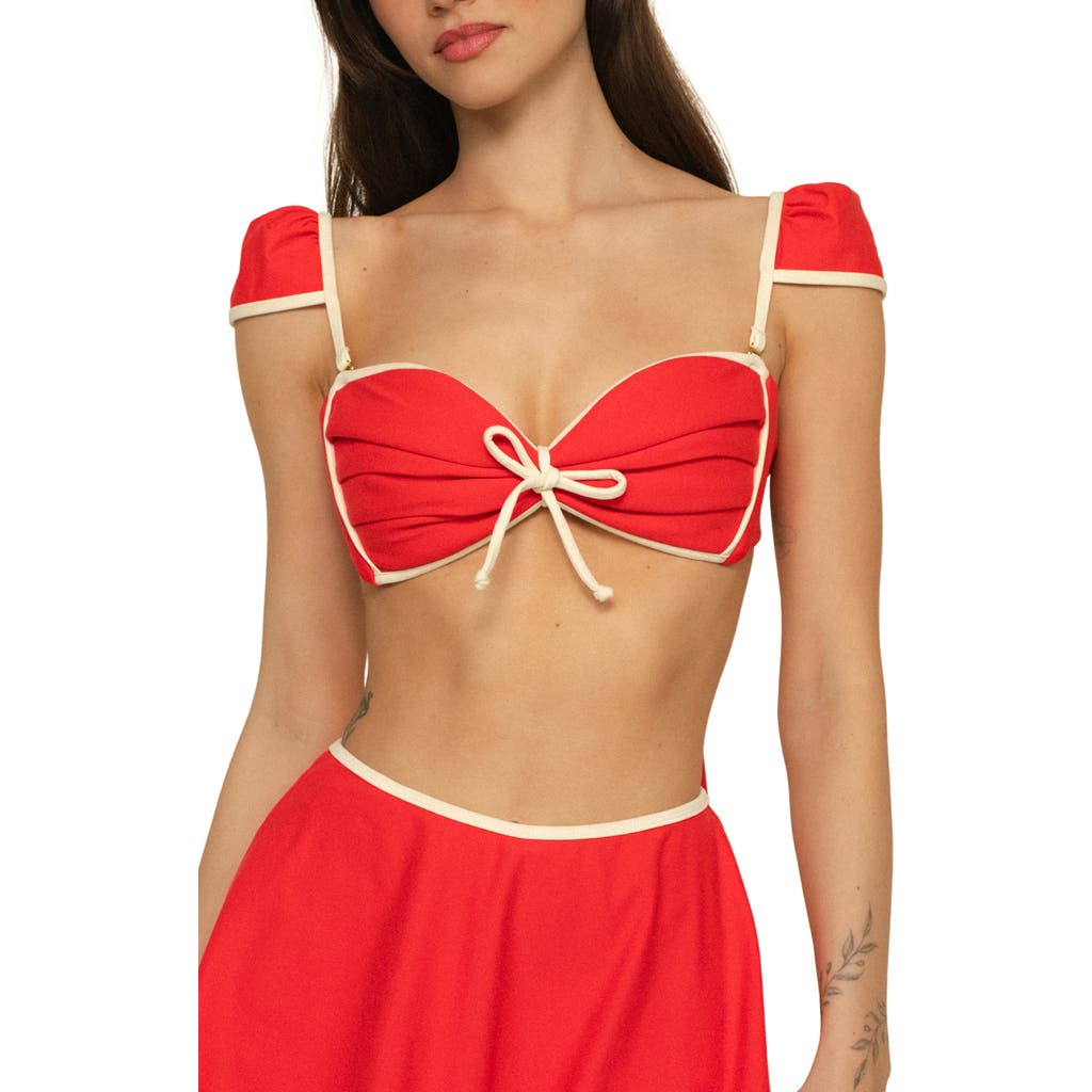 MONTCE Cabana Cap Sleeve Bikini Top in Cherry Cream  product